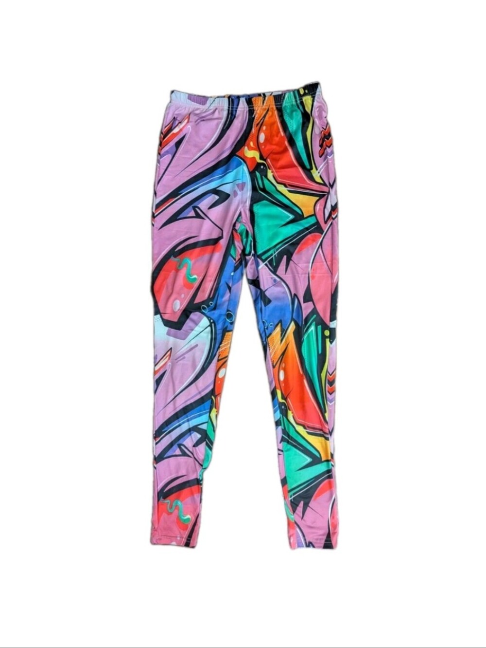Vibrant Neon Graffiti Street Art Leggings Size Small NWOT